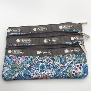LeSportsac Women's Classic 3 Zip Cosmetic Case  Bag EC